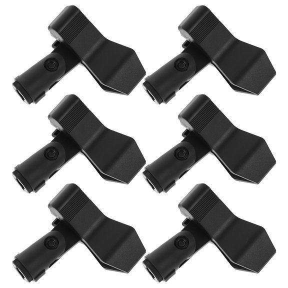 LULULION 6Pcs Black Microphone Holder Clips Lightweight Plastic Mic Stand Adapters with Durable Craftsmanship