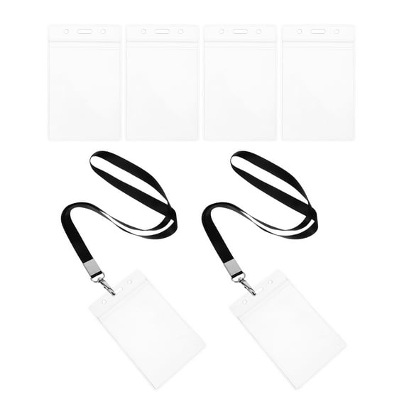 LULULION 6Pcs Black Metal Id Holder Name Badge Holder with Transparent Cover for Work