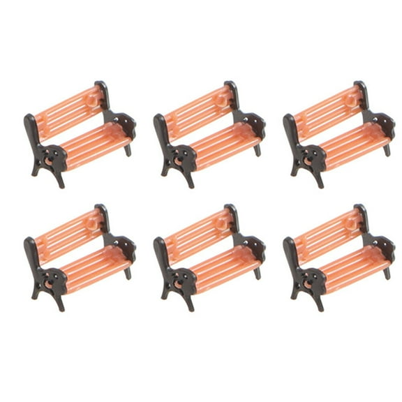 LULULION 6pcs Dollhouse Mini Bench Seat Orange Plastic for Collector and Mini Scene Setting