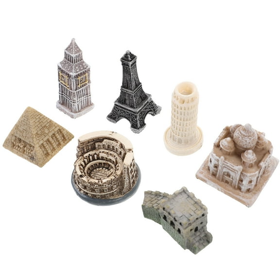 LULULION Assorted Color Resin Architecture Models for Home Decoration 7Pcs