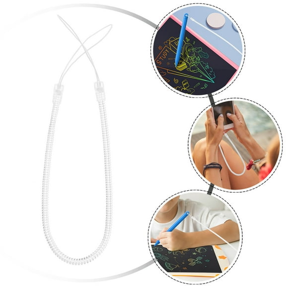 LULULION 8Pcs Pen Lanyard Spring Rope White Wrist Strap for Secure Stylus Pen Hanging