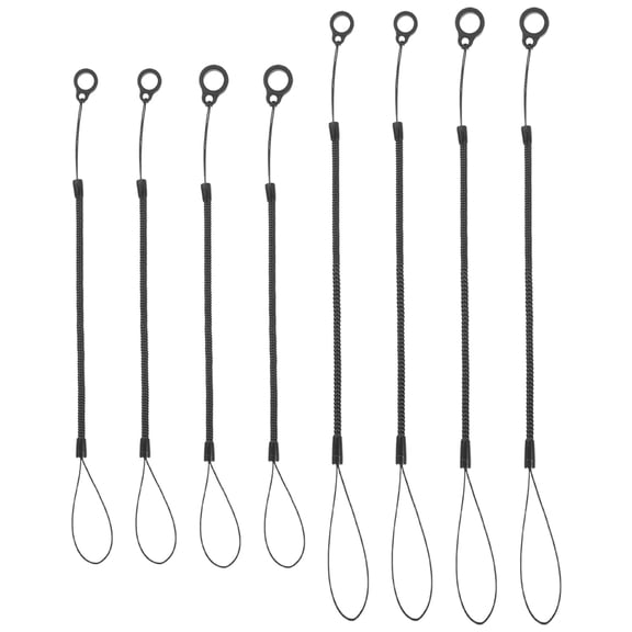 LULULION 8Pcs Black Minimalist Stretch Stylus Pen Lanyard Cord for Phone Attachment and Decoration