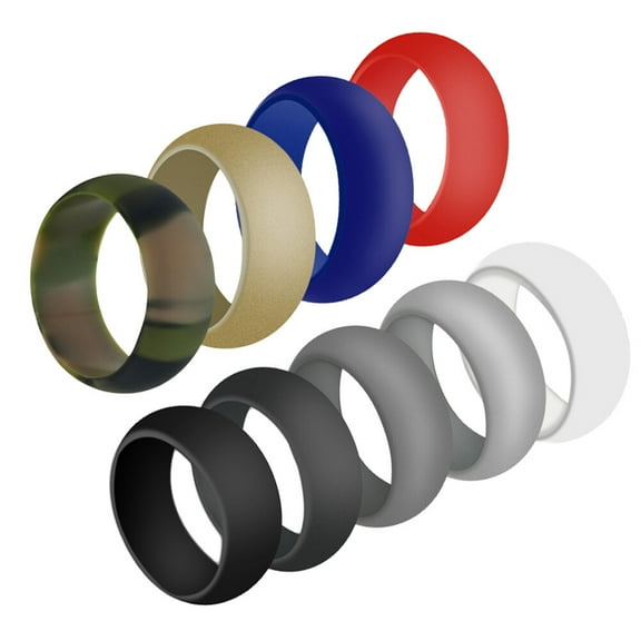 LULULION 9Pcs Silicone Wedding Rings Assorted Color Safe and Comfortable for Active Use