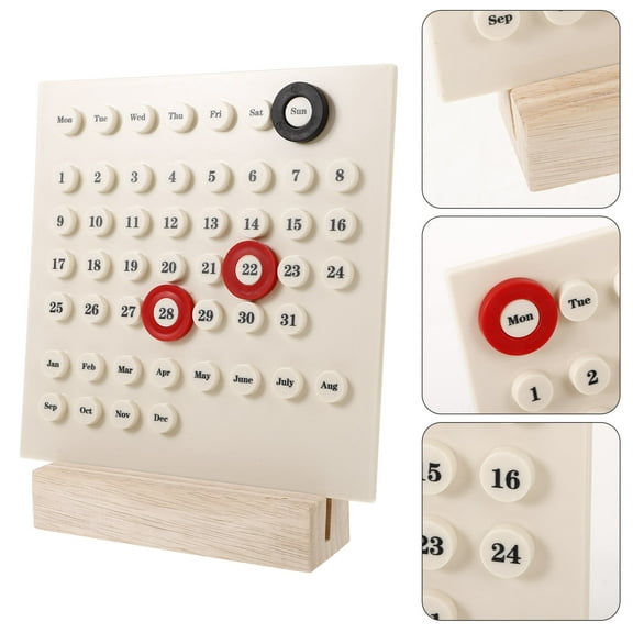 LULULION Academic Year Calendar Desk Calendar Wood Beige Vintage 1Set