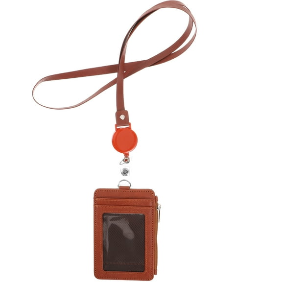 LULULION Brown Id Holder Badge Case with Easy Access and Detachable Neck Lanyard