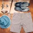 thumbnail image 1 of LULULION Men Gym Linen Shorts Grey Comfortable Adjustable Waist Casual Pants, 1 of 8