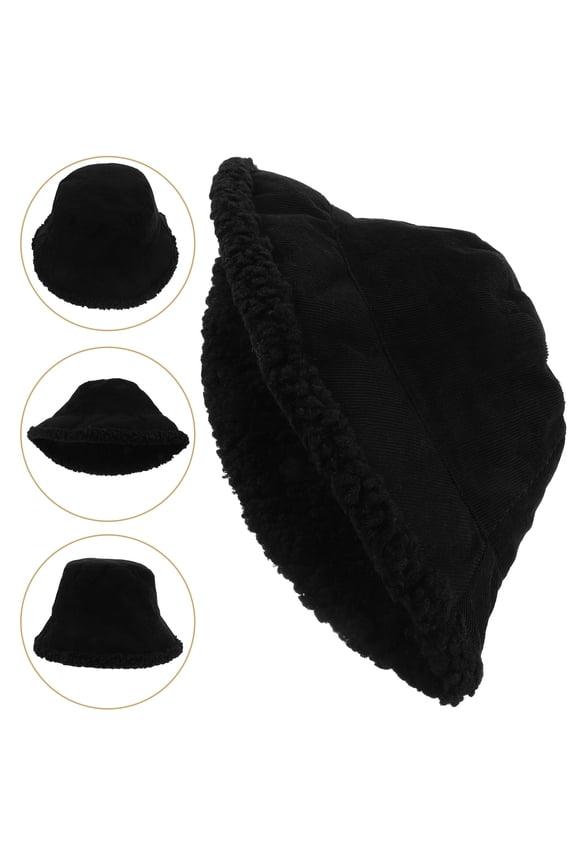Fashionable Winter Cloche Hat Black Warm Foldable Unisex Plush Soft Comfortable