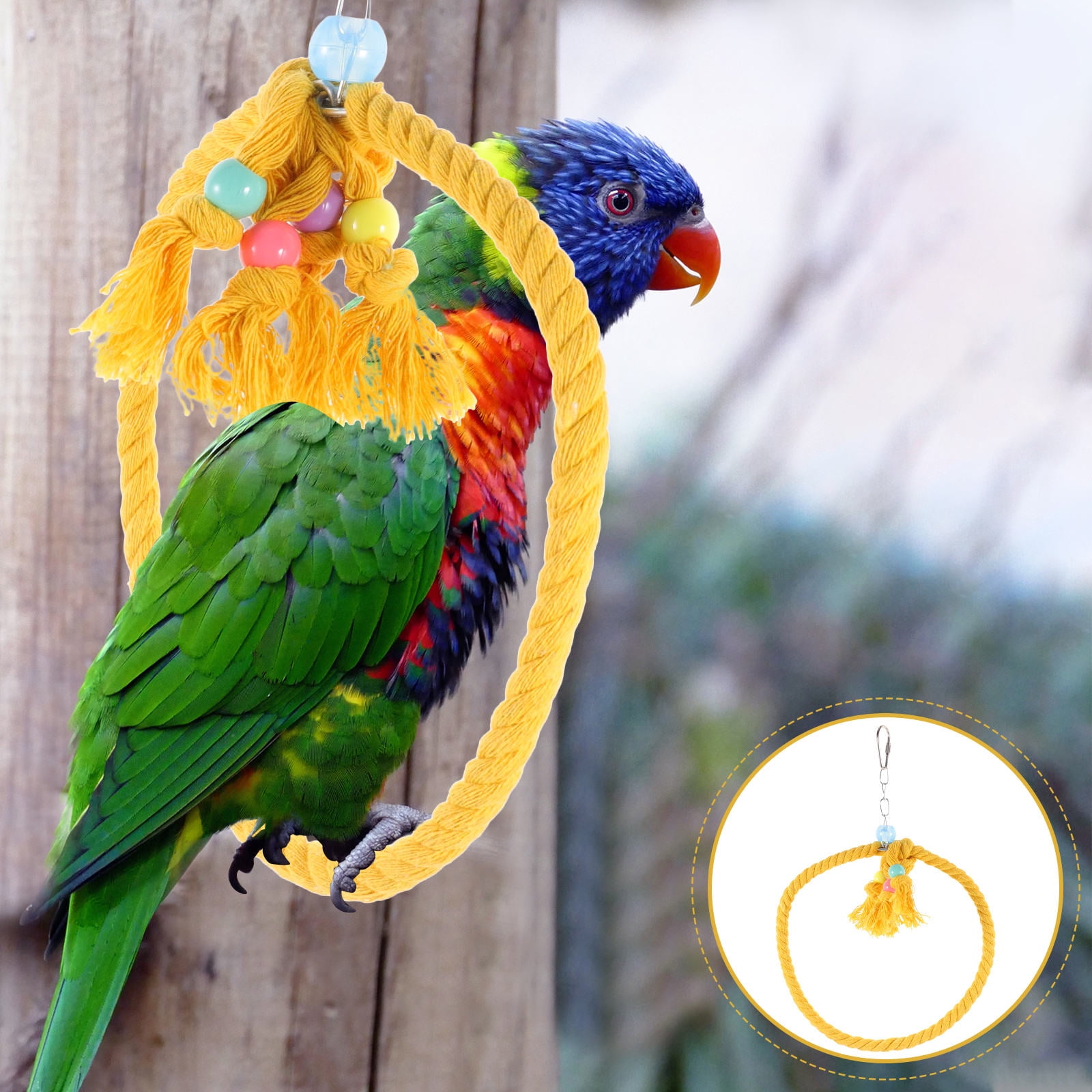 LULULION Yellow Parakeet Rope Swing Durable Bird Cage Accessory Sturdy ... - Sturdy Parrot Cages With Hanging Swing