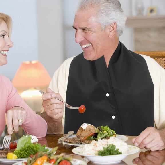 LULULION Waterproof Adult Bib Protective Against Spills Black 1Pcs