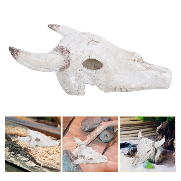 LULULION Fake Animal Skull Cattle Skulls Aquarium Decoration Resin 1Set
