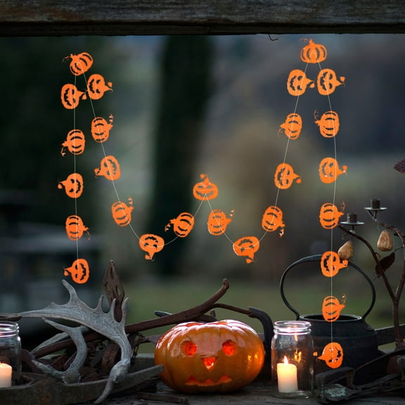 LULULION Orange Pumpkin Hanging Banner Burlap Decoration for Party Ambiance