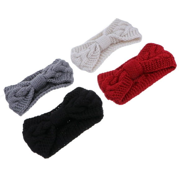 LULULION 4Pcs Assorted Color Woolen Button Headband Elastic Ear Saver for Snowboarding and Hiking