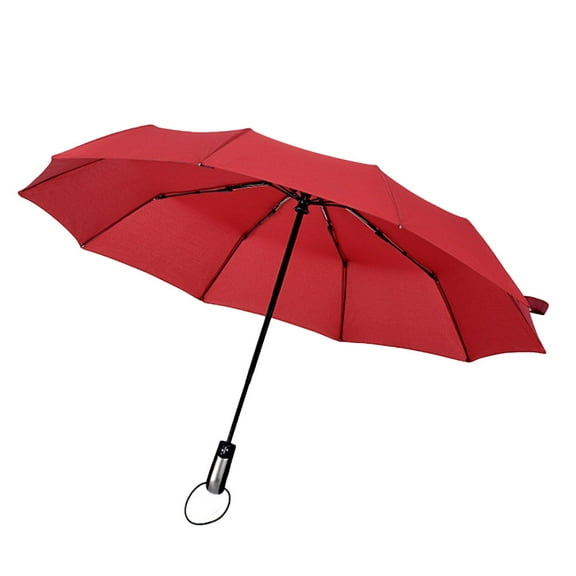 LULULION Sturdy Windproof Automatic Folding Umbrella with Stainless Steel Spring Red Color