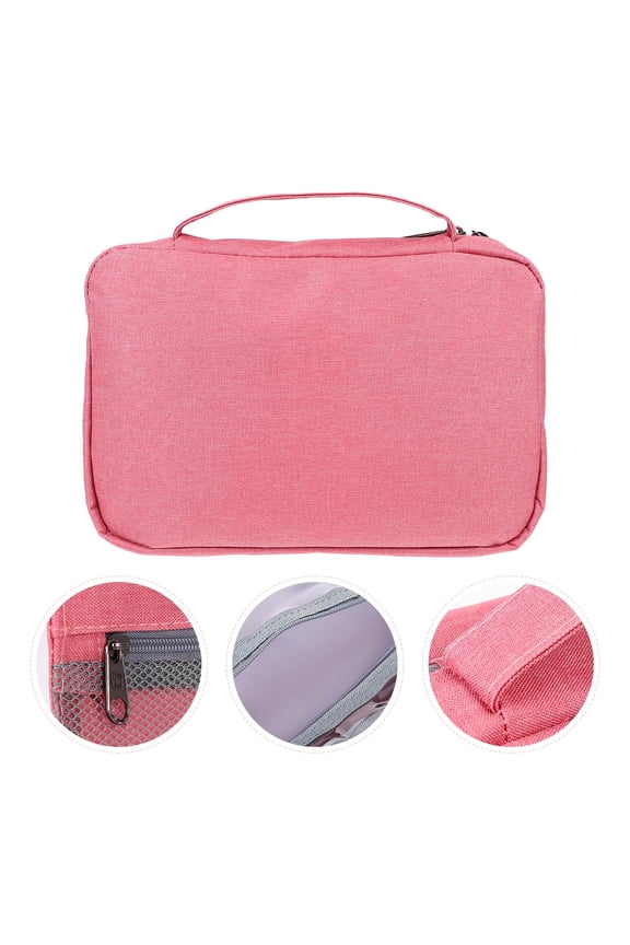 Waterproof Pink Travel Cosmetics Bag Hanging Organizer Durable Polyester Storage
