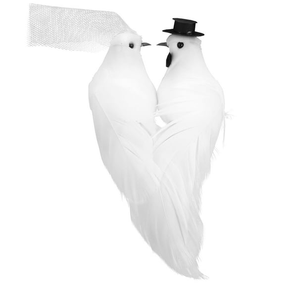 LULULION Creative Artificial Peace Dove for Decoration White Foam Bird Couple Lifelike Appearance 3D Eyes