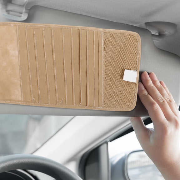 LULULION Car Visor Organizer Beige Cloth Multifunctional Cd Dvd Storage