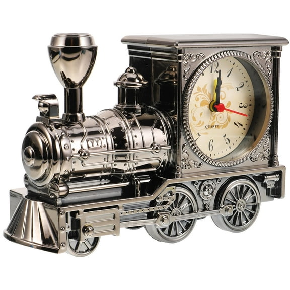 LULULION Funny Clock Railway Engine Black for Bedroom and Student Room