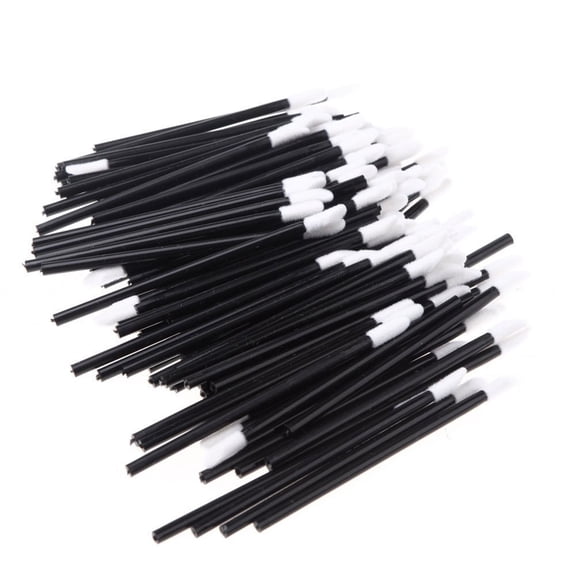 LULULION 50Pcs Lipstick Brush Applicator Plastic Black