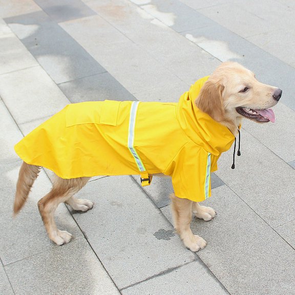 LULULION Yellow Dog Rain Jacket Waterproof with Hoodie for Puppies 1Pcs