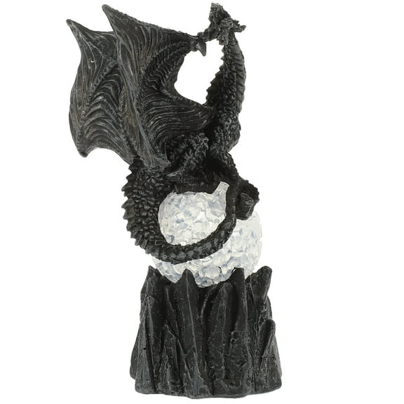 LULULION Small Dragon Figurines Light-Up Ball Resin Black 1Pcs