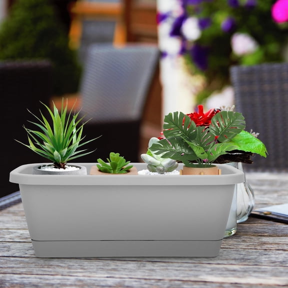 LULULION Grey Plastic Vegetable Planting Pot with Drainage Mesh for Home Use