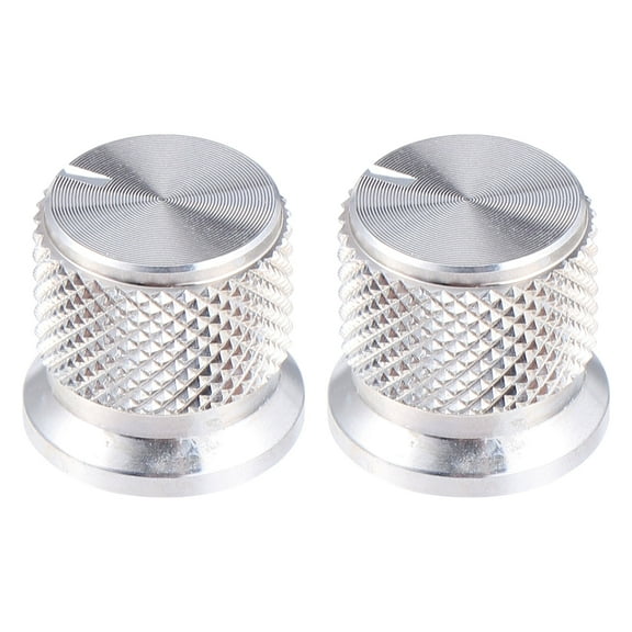 LULULION Electric Guitar Tone Replacement Knob Silver Metal Knurled 2Pack