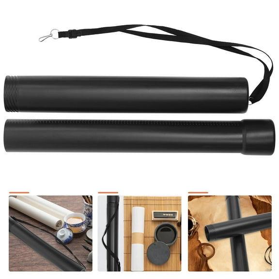 LULULION Black Telescoping Poster Tube for Storage Adjustable Shoulder Strap for Posters Prints and Drawings