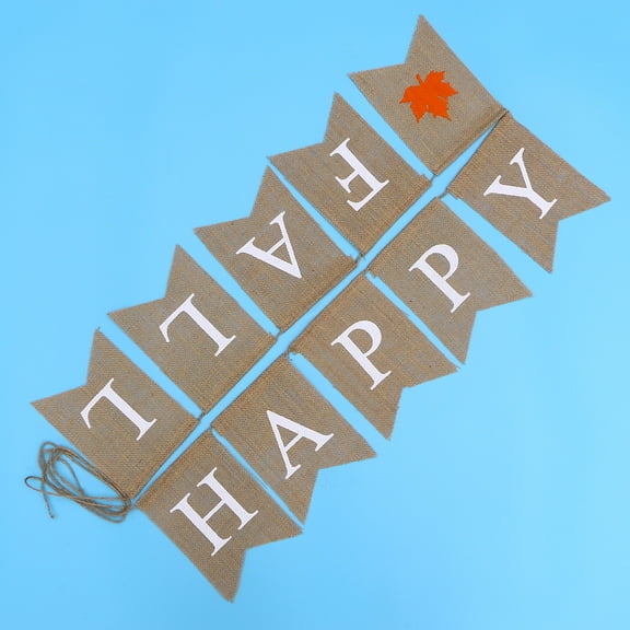 LULULION Fall Banner Bunting Banner Beige Burlap 1 Set