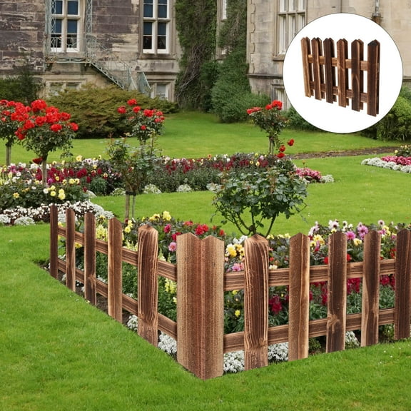 LULULION Flower Bed Fencing Light Brown Wood 1 Set