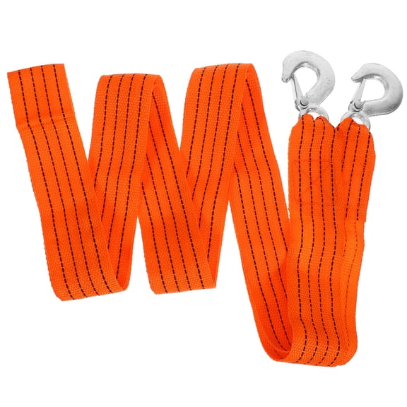 LULULION Fluorescent Orange Car Tow Strap with Hooks Lightweight Strong for Vehicle Towing