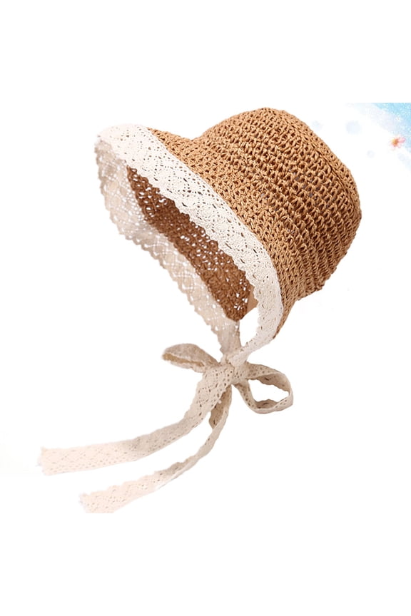 Sun Visors for Women Straw Hat Khaki 1Pcs Fashion Woven Sun Protection