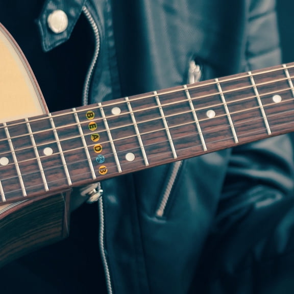 LULULION 20Pcs Premium Khaki Guitar Scale Stickers Adhesive Notes for Folk and Electric Guitar