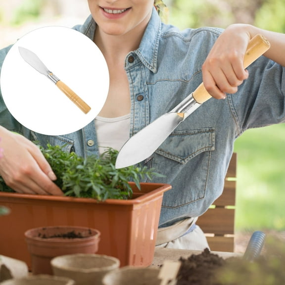 LULULION Compact Garden Spade Shovel with Wood Handle Designed for Narrow Spaces and Yard Use