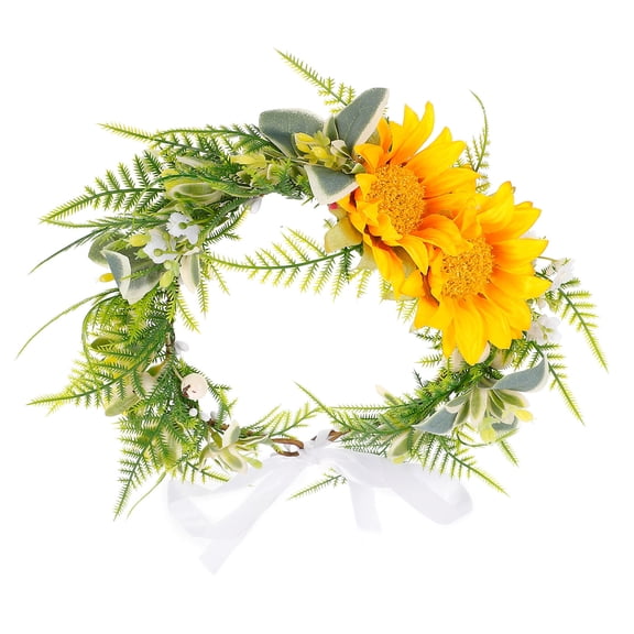 LULULION Sunflower Headband Floral Wreath Headpiece Wedding Bride Hair Decor