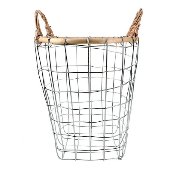 LULULION Metal Firewood Storage Basket Vintage Rustic Round Wire Basket for Organized Space