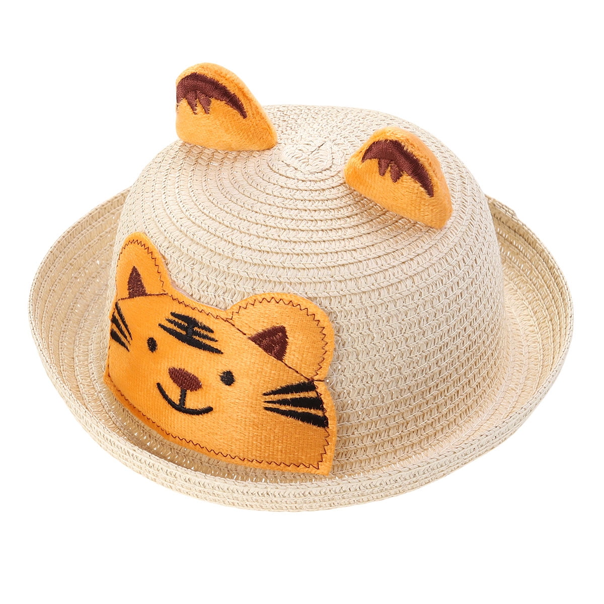 LULULION Girls Sun Hat Straw Cartoon Design 1Set Beige