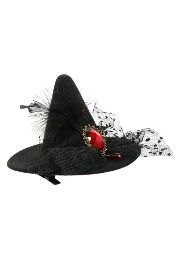 Goth Hair Clip Witch Hat Hair Accessories for  Parties Women 1Set