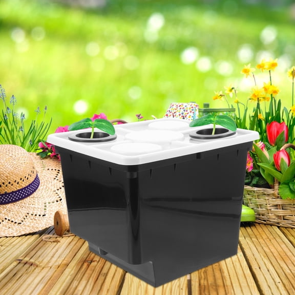 LULULION Black Plastic Hydroponic Growing Bucket for Vegetables and Fruits in Greenhouse