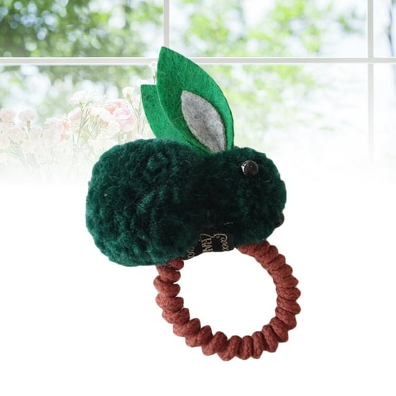 LULULION Hair Ties Toddler Girl Rabbit Stretch Hair Ties Green Cloth 1Set for Kids and Baby Girls