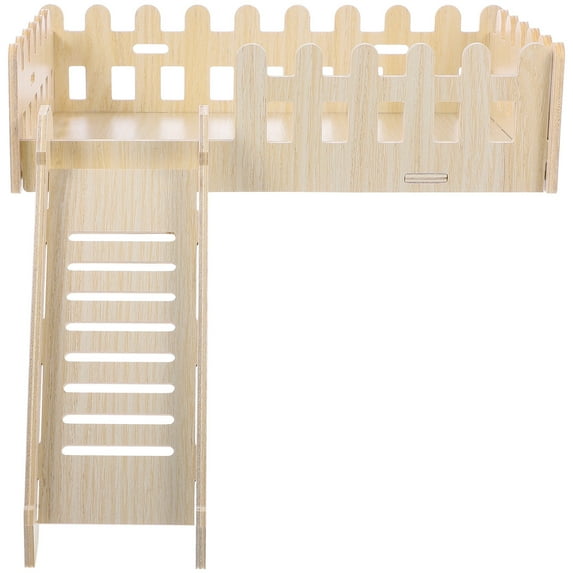 LULULION Safe Beige Wooden Hamster Climbing Platform for Cage Landscape