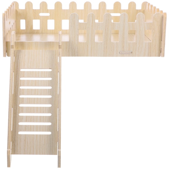 LULULION Safe Beige Wooden Hamster Climbing Platform for Cage Landscape