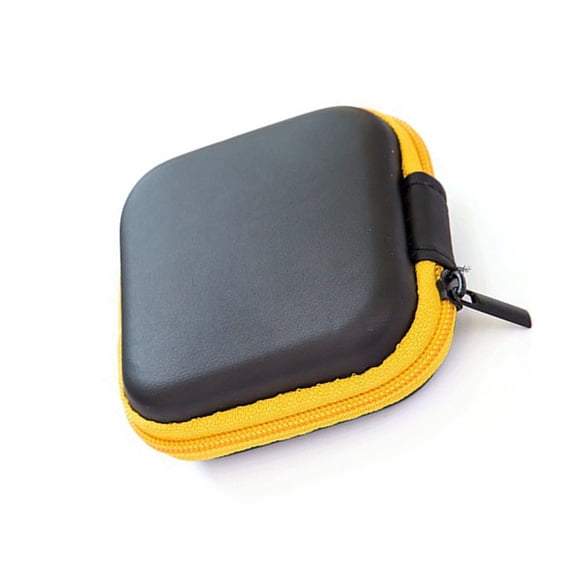 LULULION Hard Eva Storage Case for Headphones and USB Cables in Yellow with Smooth Zipper