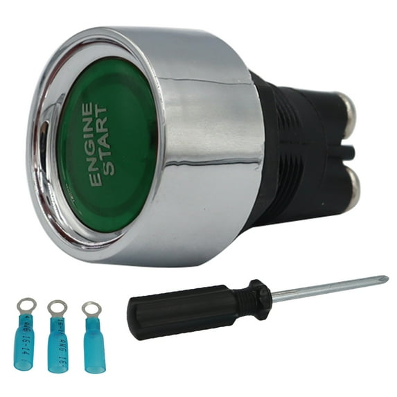 LULULION Vehicle Ignition Push Button Green LED Car Start Engine Button Easy Installation