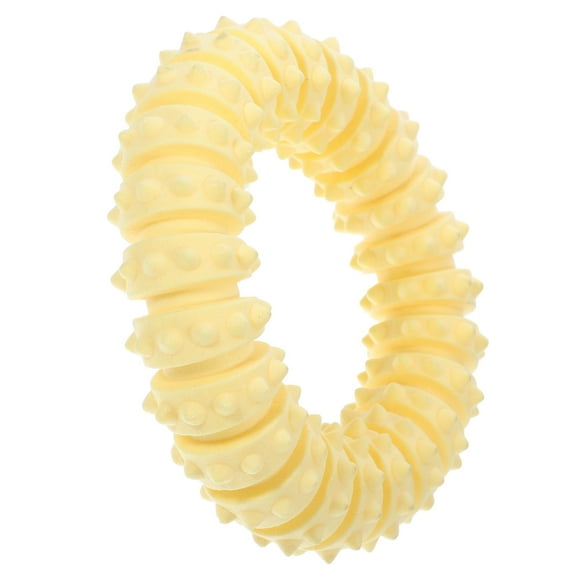 LULULION Dog Funny Toy Round Ring Toy TPR Yellow 1Pcs for Puppy Playing Relief