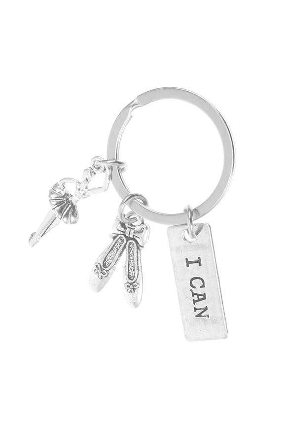 Keychain Dance Ballet Charm Silver Motivational Women 1Set