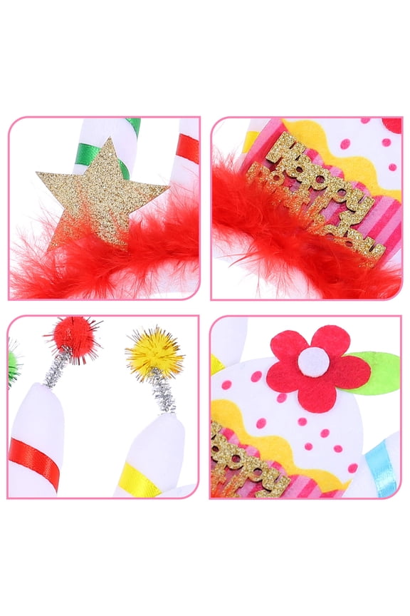 Multi Color Birthday Hair Decoration Cloth Headband for Girls 1Set