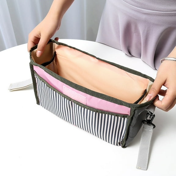 LULULION Waterproof Stroller Organizer Bag Large Capacity Nylon 1Set for Baby Stroller Black
