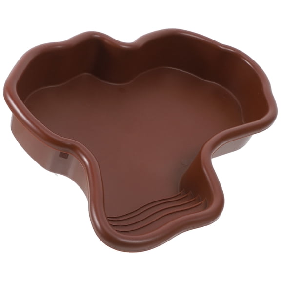 LULULION Extralarge Coffee Turtle Habitat Soaking Tub with Landscape Design for Home Use and Reptile Bathing