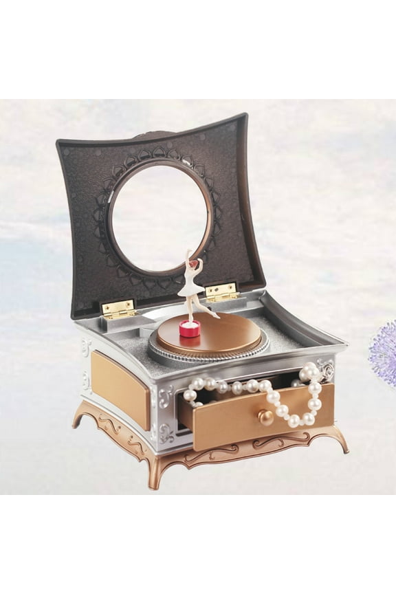 1Pcs Golden Musical Box for Girls with Elegant Storage and Decoration Style