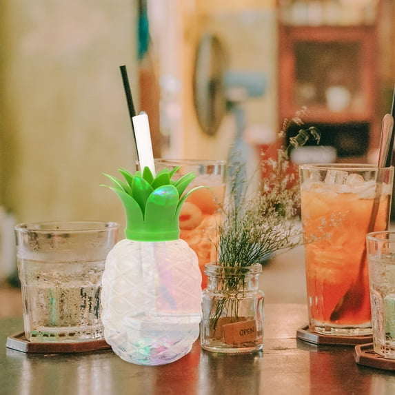 LULULION Pineapple Drinking Cup with Light Creative Transparent Beverage Bottles 1Set